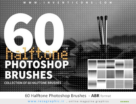 60 براش فتوشاپ نقاط نیم بند - 60 Halftone Photoshop Brushes